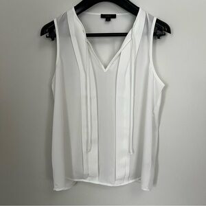 J. Crew White Sleeveless Blouse with Tie Detail, Small